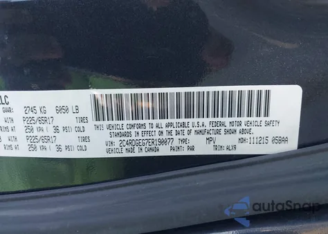 2014 Dodge Grand Caravan R/T z USA, uszkodzony, nr VIN 2C4RDGEG7ER190077